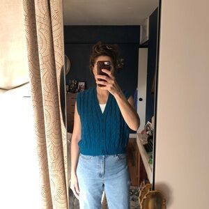Vintage Pendleton Teal / Peacock Blue Wool Knit Sweater Vest